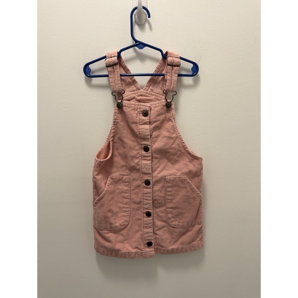 OshKosh B'gosh Pink Corduroy Overall Jumper Dress Toddler Girls Size 5T Button